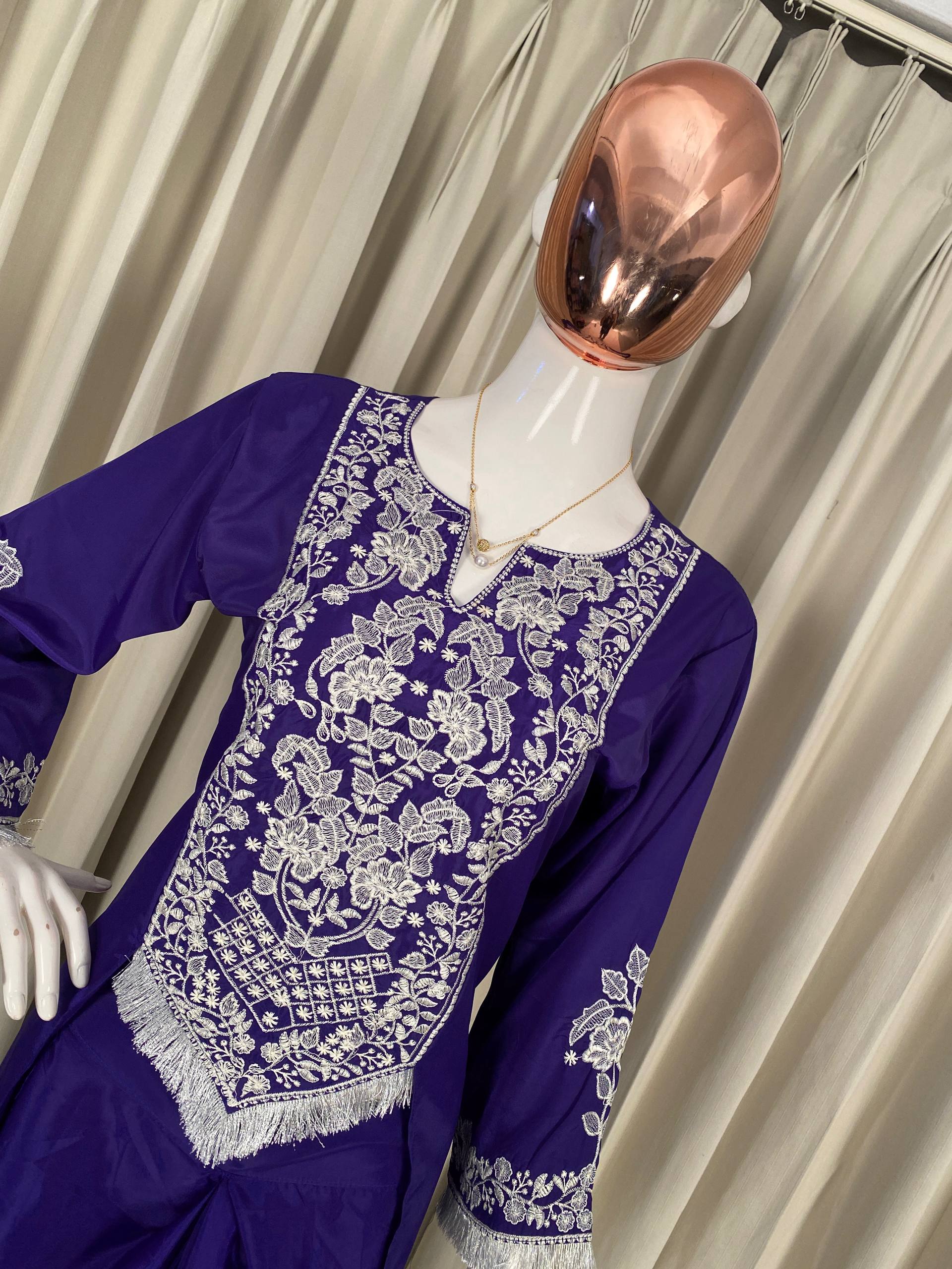 Premium Embroidered Dhoti Suit Set with French Crepe Fabric