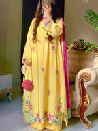 Aarvanya Pure Silk Embroidered Set with Multi-Needle Sequin Work Kurta Palazzo Set
