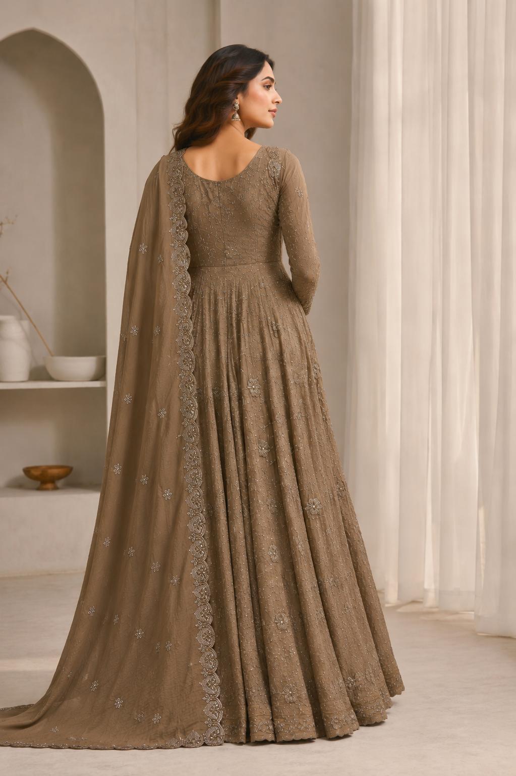 Nyra Designer Rangoli Crush Anarkali Set with Beautiful Stone Embroidery