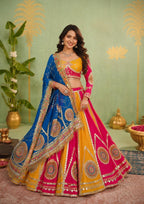 Rangsaaz Muslin Cotton Mirror Work Lehenga Choli with Multi Handwork Lace Dupatta