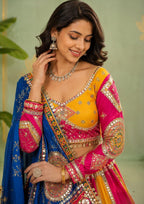 Rangsaaz Muslin Cotton Mirror Work Lehenga Choli with Multi Handwork Lace Dupatta