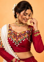 Rangmala Rayon Silk Patti Work Lehenga with Real Mirror & Kodi Lace Choli & Dupatta