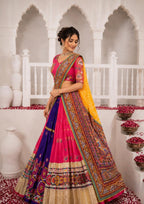 Garvi Muslin Cotton Lehenga Choli Set with Mirror Work & Lace Border Dupatta