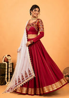 Rangmala Rayon Silk Patti Work Lehenga with Real Mirror & Kodi Lace Choli & Dupatta