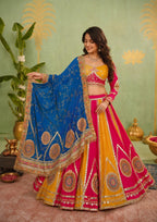 Rangsaaz Muslin Cotton Mirror Work Lehenga Choli with Multi Handwork Lace Dupatta