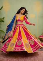 Rangsaaz Muslin Cotton Mirror Work Lehenga Choli with Multi Handwork Lace Dupatta