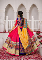 Garvi Muslin Cotton Lehenga Choli Set with Mirror Work & Lace Border Dupatta
