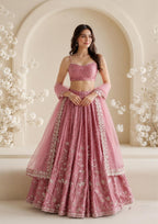 Era Japan Satin Cording Dori & Sequin Work Lehenga Choli with Butterfly Net Dupatta