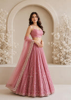 Era Japan Satin Cording Dori & Sequin Work Lehenga Choli with Butterfly Net Dupatta