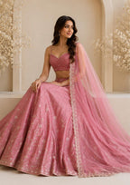 Era Japan Satin Cording Dori & Sequin Work Lehenga Choli with Butterfly Net Dupatta