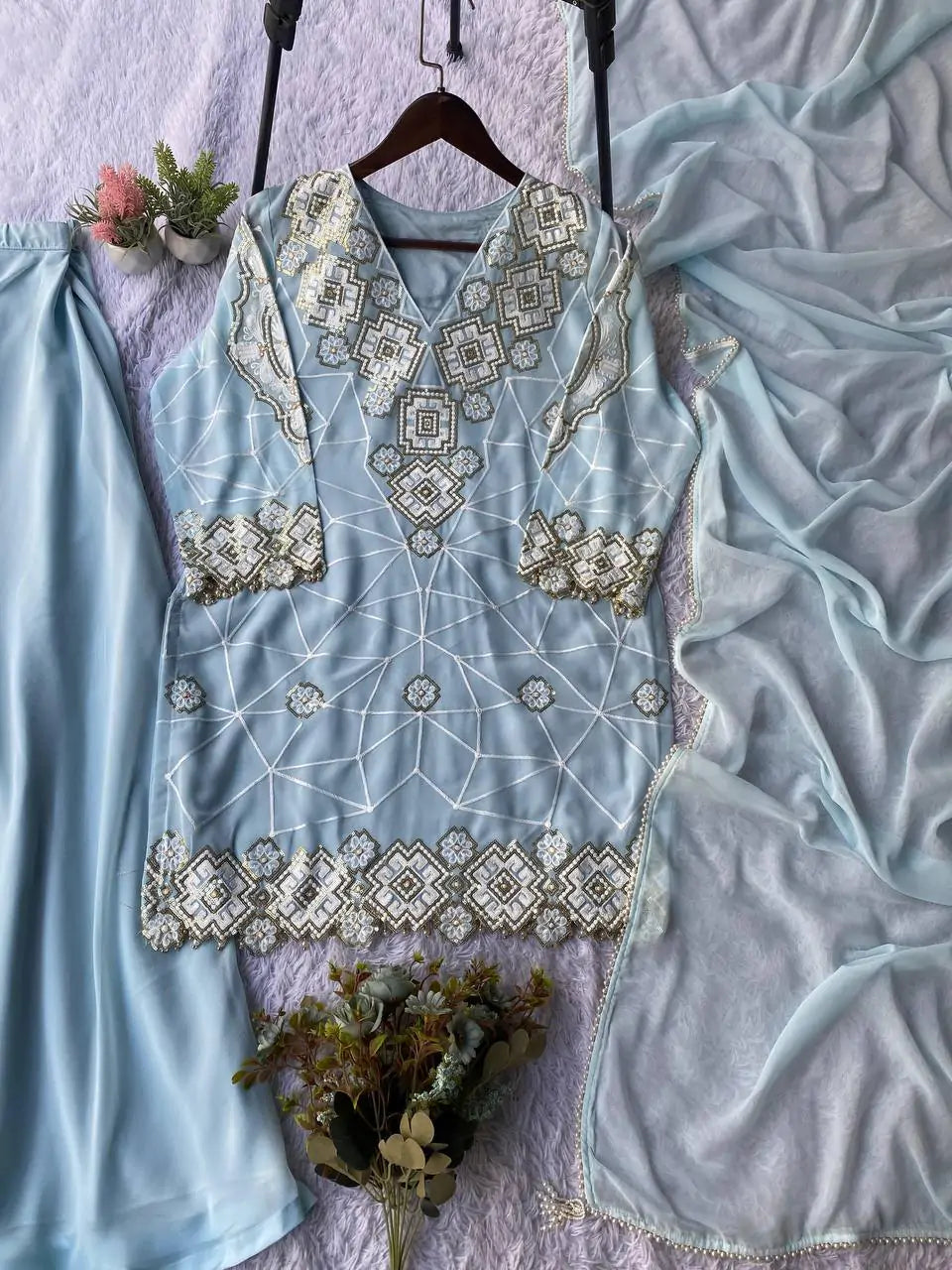 Barakah Festive Georgette Kurta Palazzo set