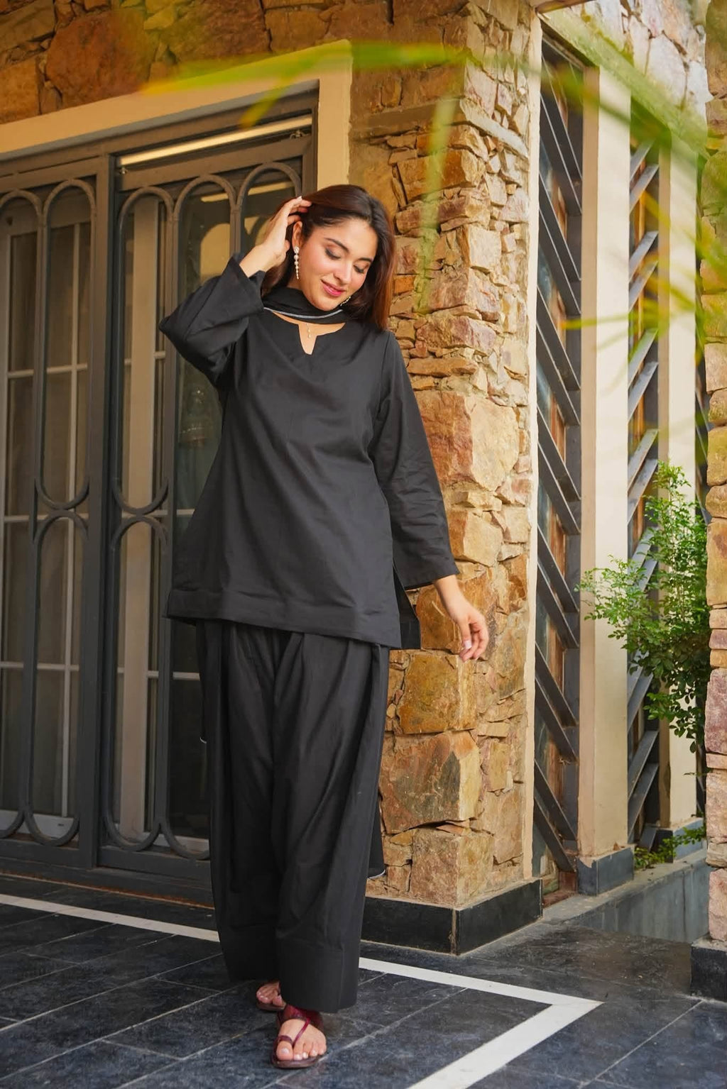 Beautiful Black Farshi Salwar Suit Set