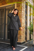 Beautiful Black Farshi Salwar Suit Set