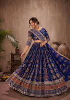 Iraaya Digital Print & Mirror Work Muslin Cotton Lehenga Choli Set for Navratri