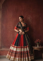 Reeva Real Mirror & Kodi Lace Work Navratri Lehenga Choli Set in Muslin Cotton