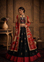 Raatri Raas Gujrati Style Mirror Work Lehenga Choli with Shrug