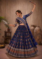 Iraaya Digital Print & Mirror Work Muslin Cotton Lehenga Choli Set for Navratri