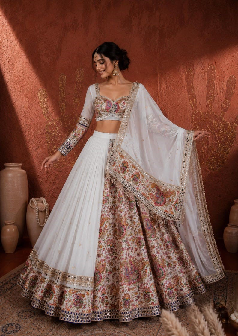 Vrishti Premium Georgette Lehenga Choli Set with Sequin & Foil Mirror Work