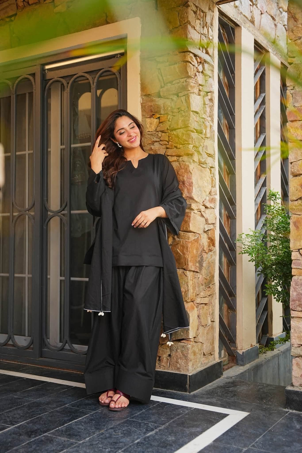 Beautiful Black Farshi Salwar Suit Set