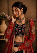 Raatri Raas Gujrati Style Mirror Work Lehenga Choli with Shrug