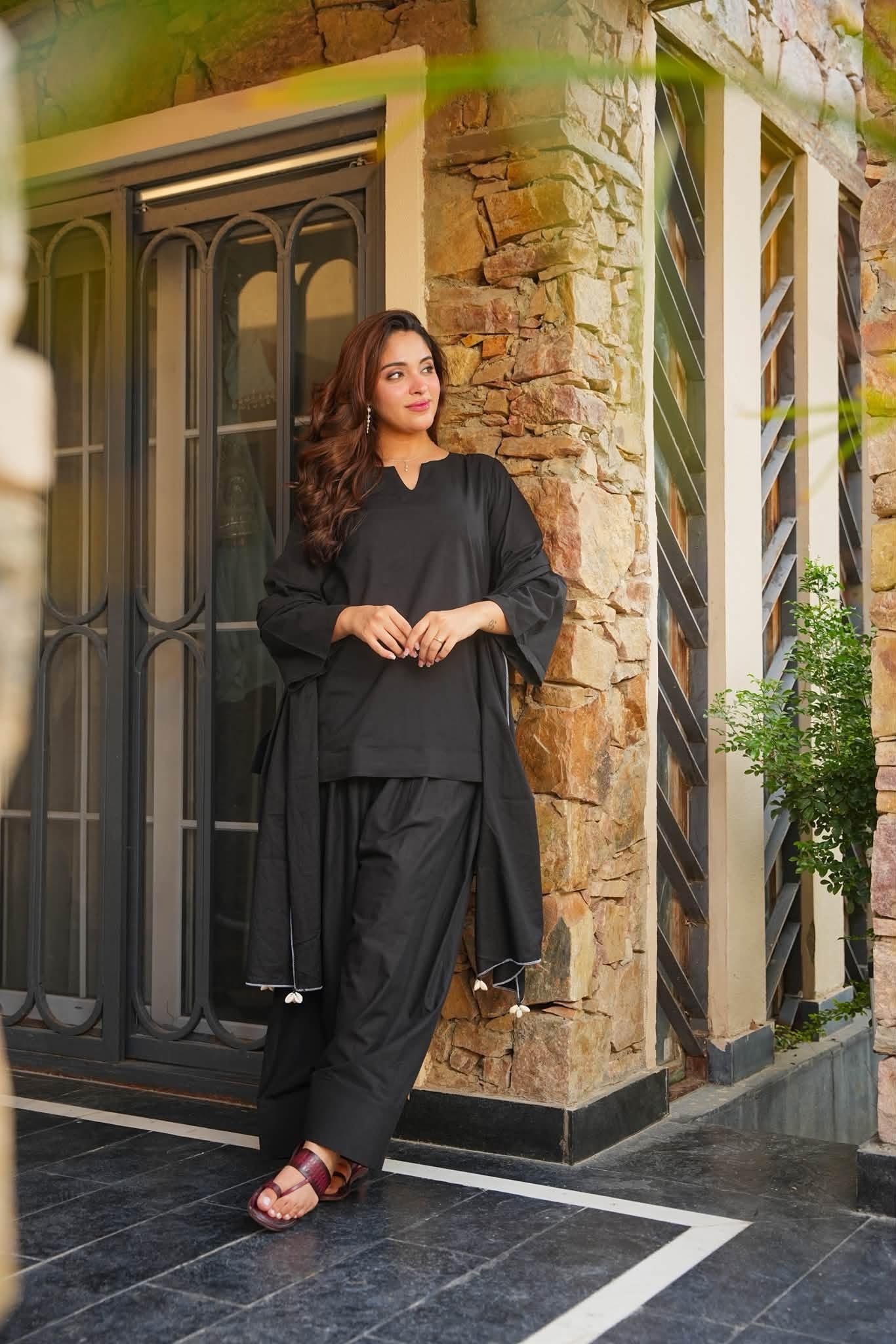 Beautiful Black Farshi Salwar Suit Set