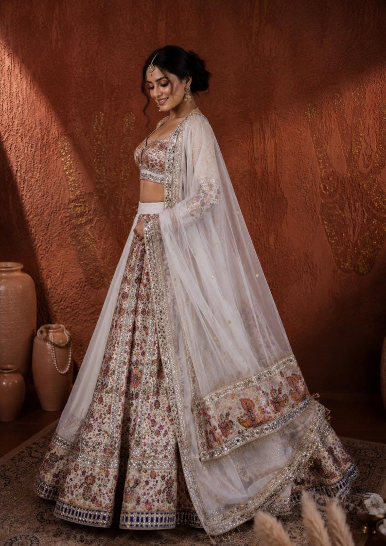 Vrishti Premium Georgette Lehenga Choli Set with Sequin & Foil Mirror Work