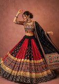 Rangdhara Malai Silk Mirror Work Lehenga Choli with Digital Print, Gota Zari Lace & Handwork Dupatta
