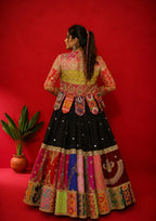 Raasrani Muslin Cotton Digital Print & Mirror Work Lehenga Choli with Koti Jacket