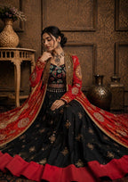 Raatri Raas Gujrati Style Mirror Work Lehenga Choli with Shrug