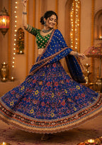 Raasrani Digital Print & Mirror Work Chaniya Choli in Muslin Cotton