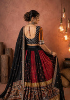Rangdhara Malai Silk Mirror Work Lehenga Choli with Digital Print, Gota Zari Lace & Handwork Dupatta