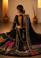 Kaali Raas Mirror Work & Kodi Lace Chaniya Choli in Muslin Cotton