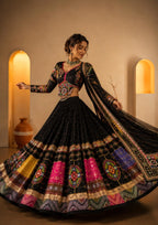 Kaali Raas Mirror Work & Kodi Lace Chaniya Choli in Muslin Cotton