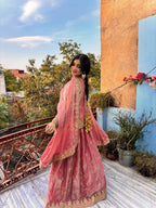 Designer Two Tone Silk Lehenga Set with Rich Sequins Detailing