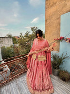 Designer Two Tone Silk Lehenga Set with Rich Sequins Detailing