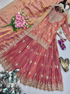 Designer Two Tone Silk Lehenga Set with Rich Sequins Detailing