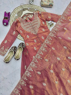 Designer Two Tone Silk Lehenga Set with Rich Sequins Detailing