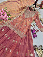 Designer Two Tone Silk Lehenga Set with Rich Sequins Detailing