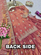 Designer Two Tone Silk Lehenga Set with Rich Sequins Detailing