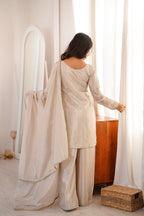 Zelvaira Designer H.O. Silk Heavy Beads, Sequins & Thread Embroidered Suit with Dupatta