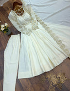 Ridhanya Roman Silk Elegant Embroidered Gown with Chanderi Dupatta