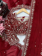 Designer Georgette Embroidered Saree with Blouse & Net Dupatta