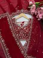 Designer Georgette Embroidered Saree with Blouse & Net Dupatta