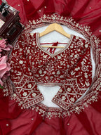 Designer Georgette Embroidered Saree with Blouse & Net Dupatta