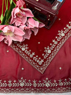 Designer Georgette Embroidered Saree with Blouse & Net Dupatta
