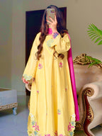 Aarvanya Pure Silk Embroidered Set with Multi-Needle Sequin Work Kurta Palazzo Set