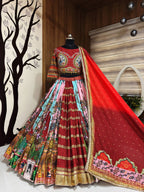 Vastrika Muslin Cotton Mirror Work Lehenga Choli with Lace Border Dupatta