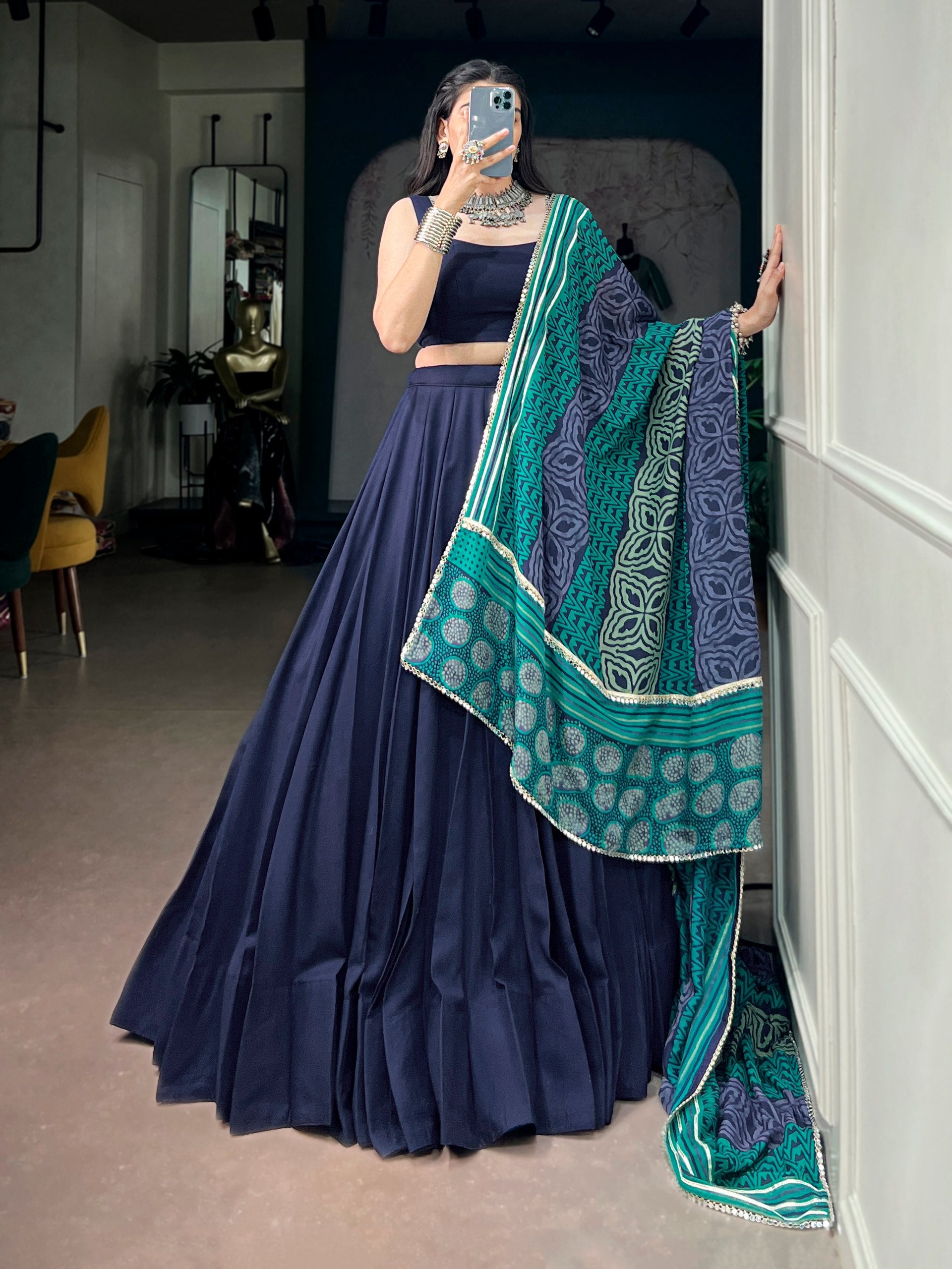 Elegant Rayon Lehenga Choli Set with Mirror Lace Work