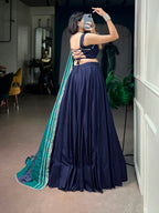 Elegant Rayon Lehenga Choli Set with Mirror Lace Work