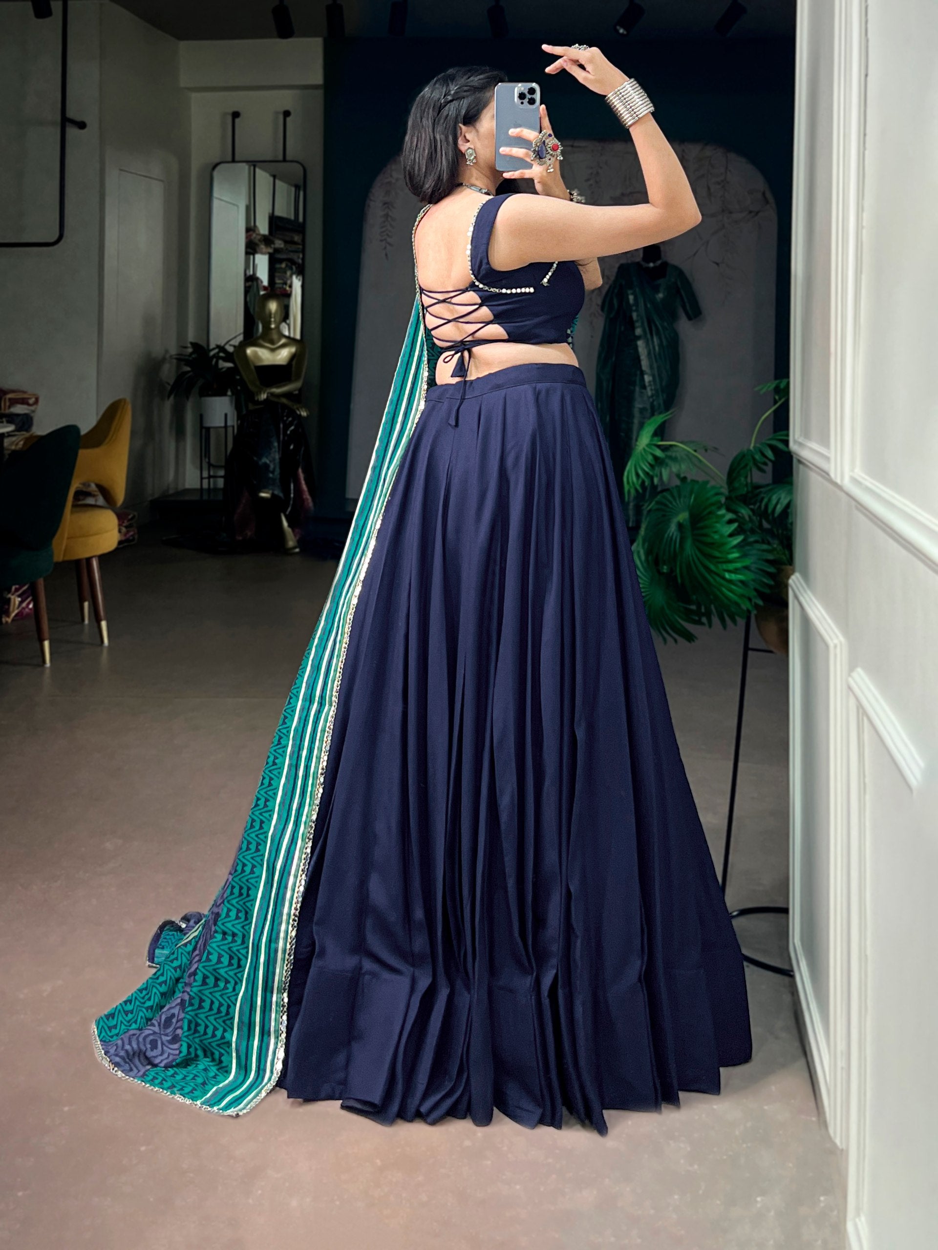 Elegant Rayon Lehenga Choli Set with Mirror Lace Work
